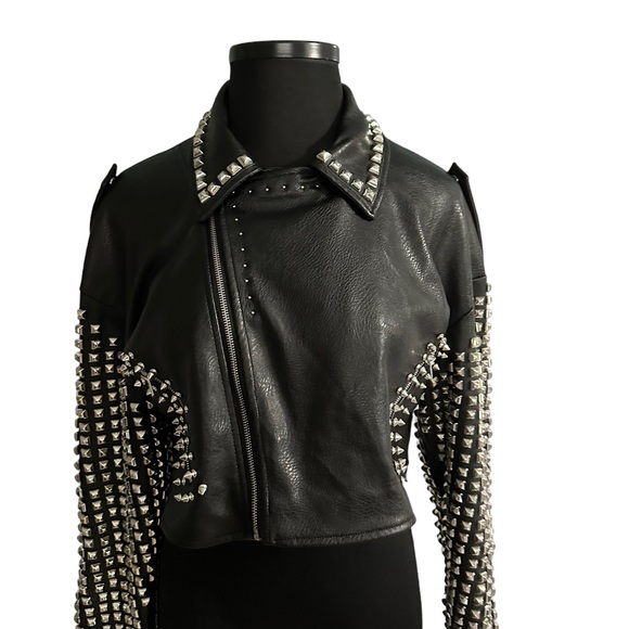 Azalea Wang Essential Moto black studded vegan leather jacket in 1X. NWOT. - Picture 16 of 16